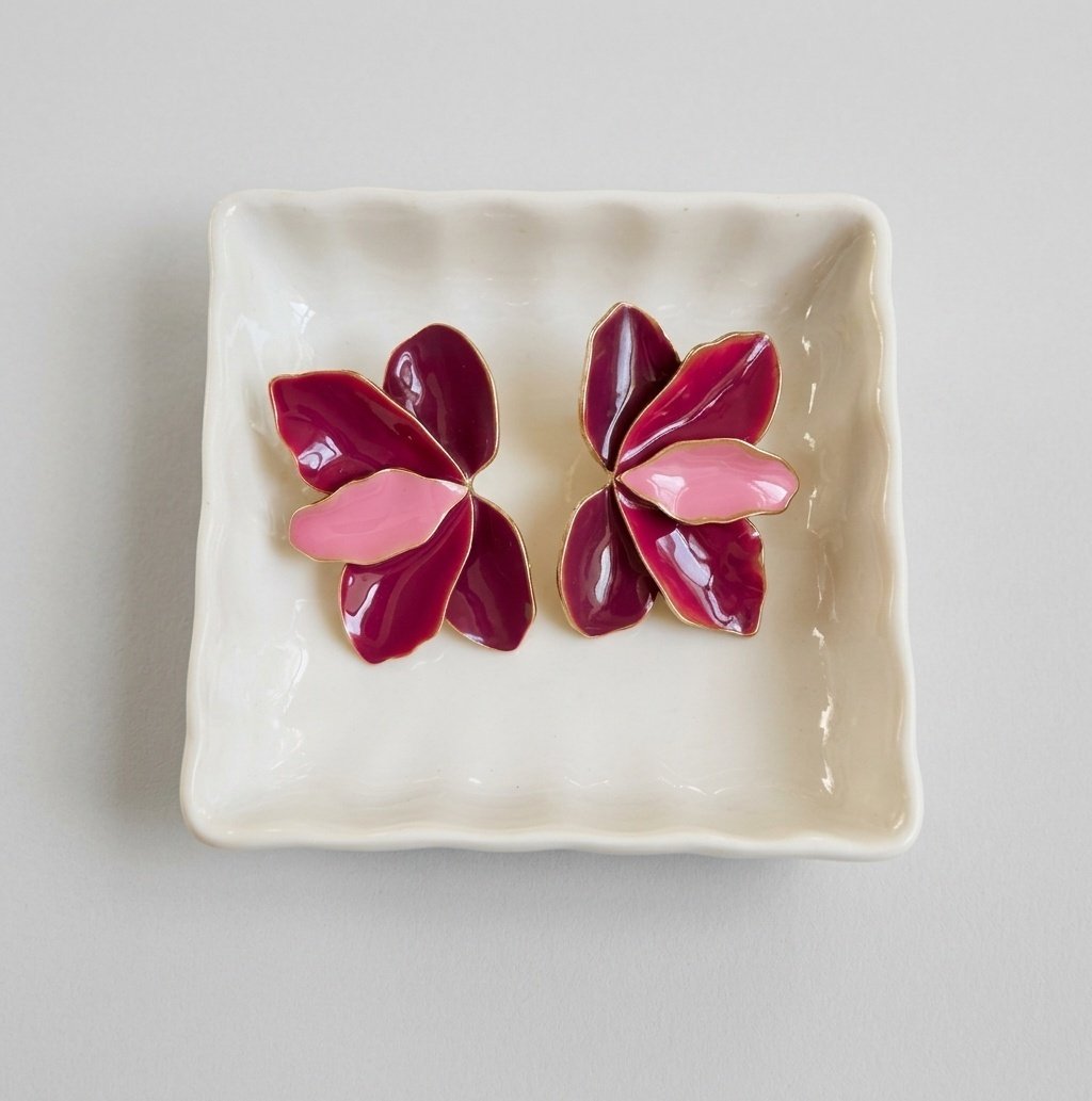 Aretes guinda-rosa